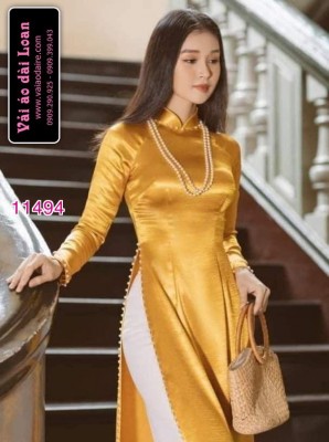 Vải áo dài trơn màu vàng đồng-LT 11494