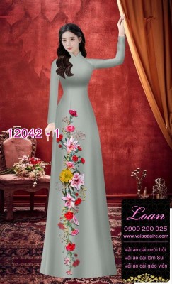 Vải áo dài in hoa 3D-DT 12042