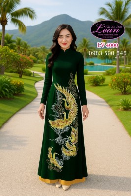 Vải áo dài kết chim hạc cao cấp-ADK 10888
