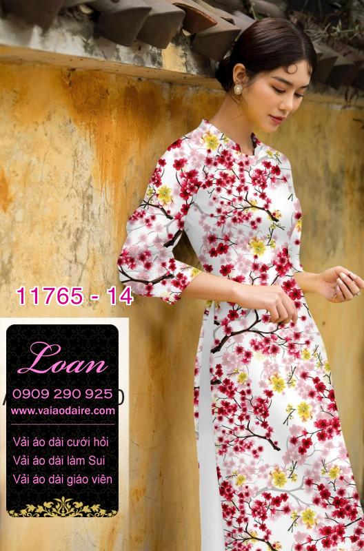 Vải áo dài tết hoa đào Vải áo dài tết hoa đào