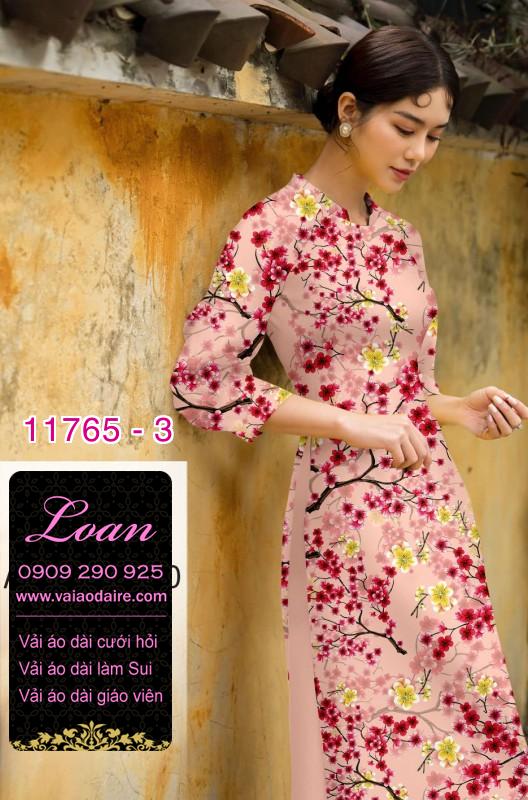 Vải áo dài tết hoa đào Vải áo dài tết hoa đào