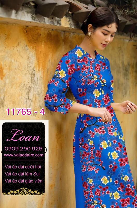 Vải áo dài tết hoa đào Vải áo dài tết hoa đào
