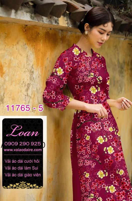 Vải áo dài tết hoa đào Vải áo dài tết hoa đào