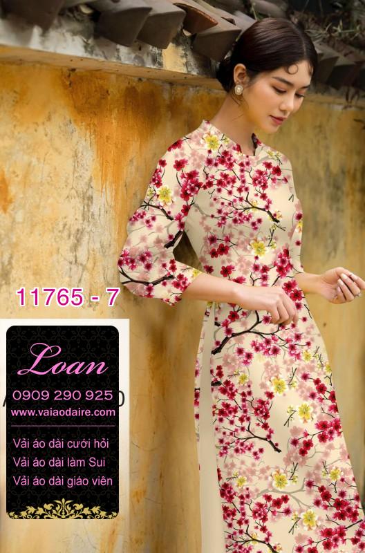 Vải áo dài tết hoa đào Vải áo dài tết hoa đào