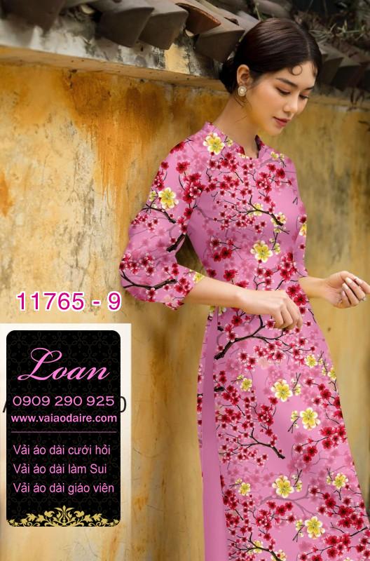 Vải áo dài tết hoa đào Vải áo dài tết hoa đào