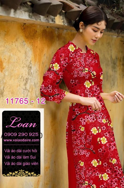 Vải áo dài tết hoa đào Vải áo dài tết hoa đào