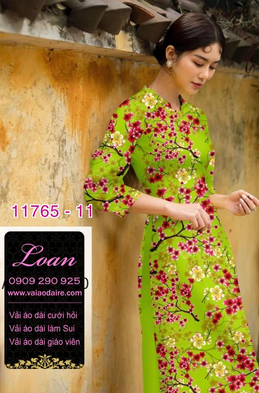 Vải áo dài tết hoa đào Vải áo dài tết hoa đào