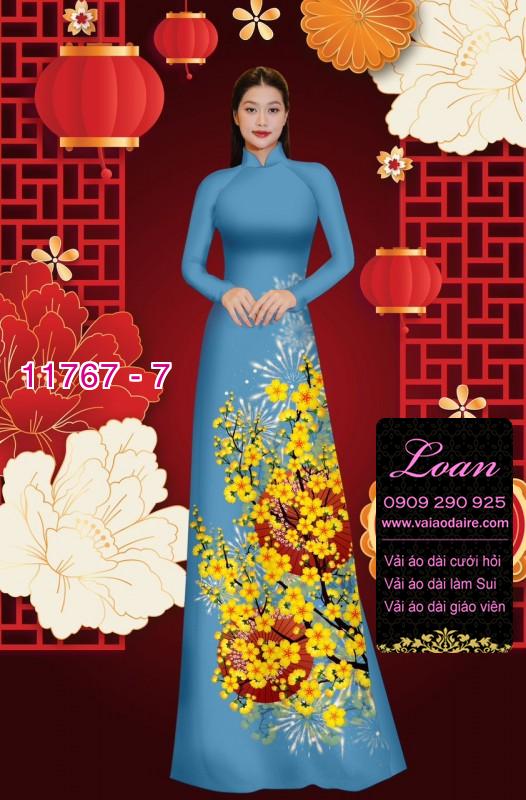 Vải áo dài tết hoa mai Vải áo dài tết hoa mai