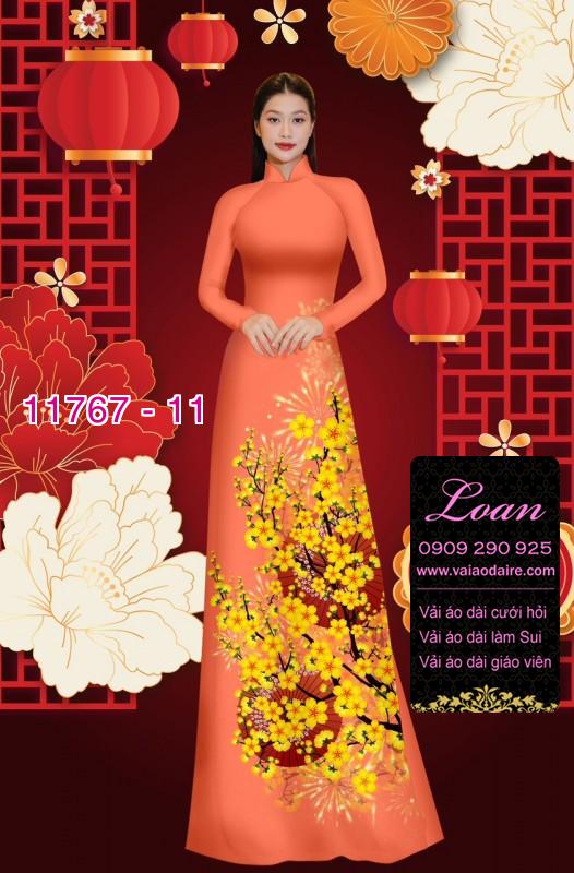 Vải áo dài tết hoa mai Vải áo dài tết hoa mai