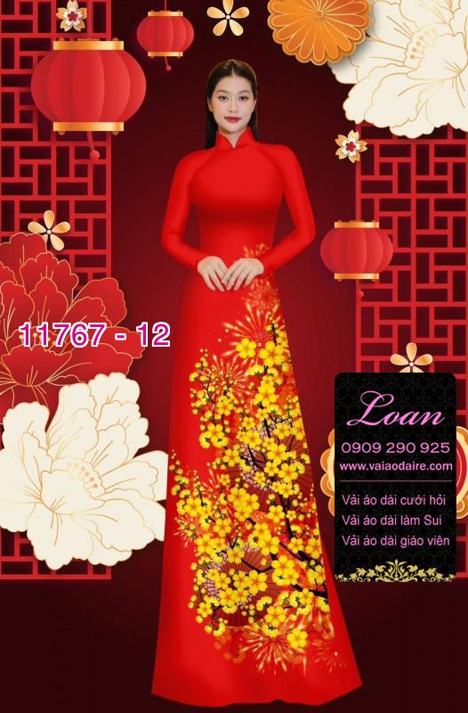 Vải áo dài tết hoa mai Vải áo dài tết hoa mai