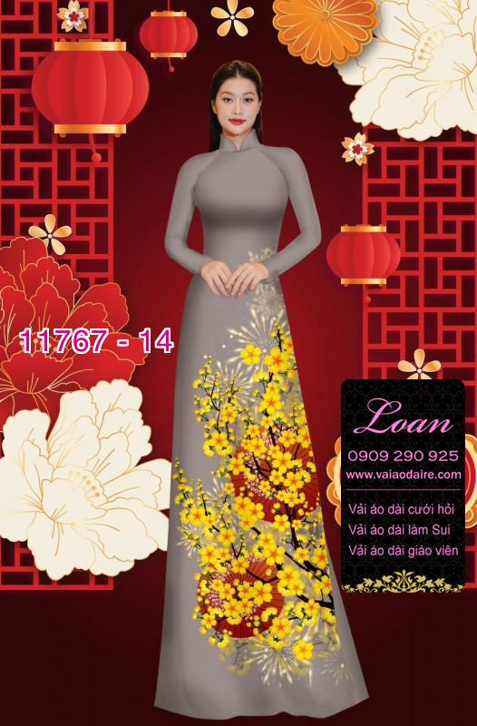 Vải áo dài tết hoa mai Vải áo dài tết hoa mai