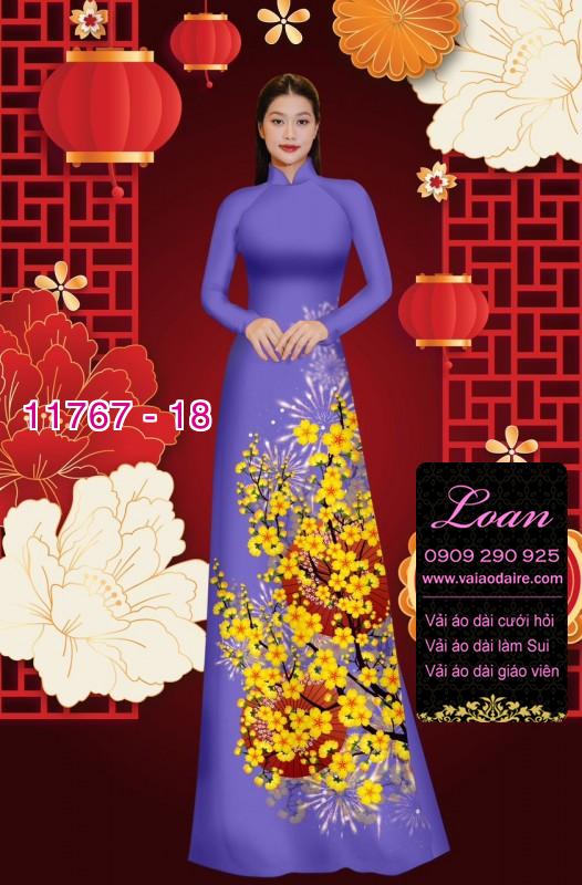 Vải áo dài tết hoa mai Vải áo dài tết hoa mai