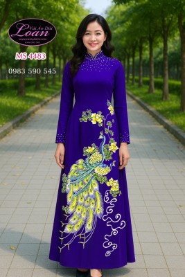 Vải áo dài vẽ chim công cao cấp-ADTK 11842