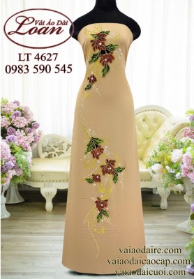 Vải áo dài hoa đắp nhung-ADN 12100