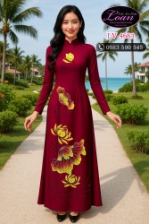 Vải áo dài vẽ hoa sen cao cấp