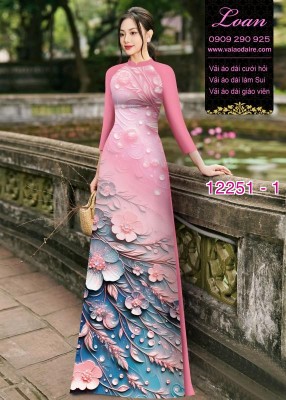 Vải áo dài hoa in 3D-DT 12251