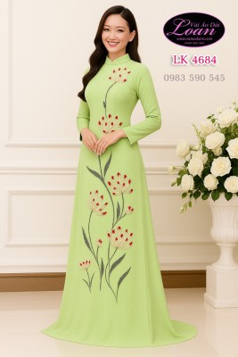 Vải áo dài kết hoa bồ công anh-ADK 12302