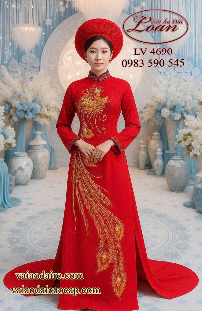 Vải áo dài chim phượng hoàng cao cấp
