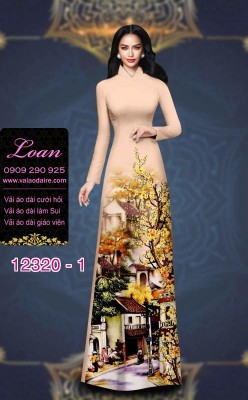 Vải áo dài phong cảnh in 3D-DT 12320