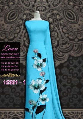 Vải áo dài hoa in 3D-DT 12331