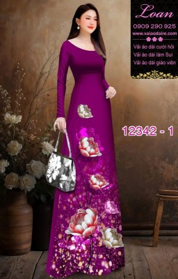 Vải áo dài hoa in 3D-DT 12342
