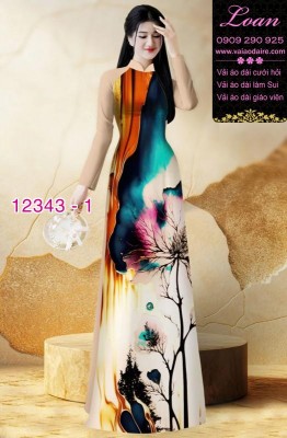 Vải áo dài hoa in 3D-DT 12343