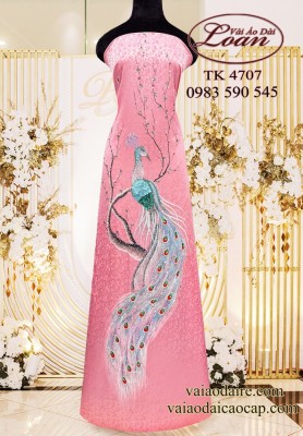 Vải áo dài kết chim công cao cấp-ADK 12354