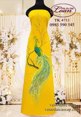 Vải áo dài kết chim công cao cấp-ADK 12355