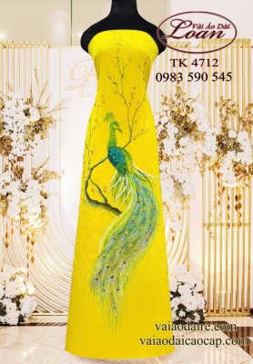 Vải áo dài kết chim công cao cấp-ADK 12356
