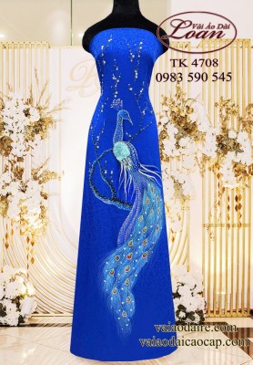 Vải áo dài kết chim công cao cấp-ADK 12357