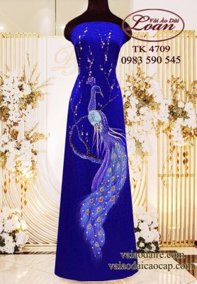 Vải áo dài kết chim công cao cấp-ADK 12358