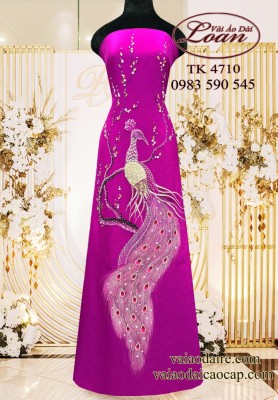 Vải áo dài kết chim công cao cấp-ADK 12359