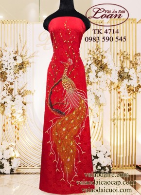 Vải áo dài kết chim công cao cấp-ADK 12360