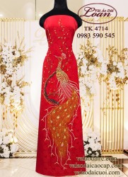 Vải áo dài kết chim công cao cấp