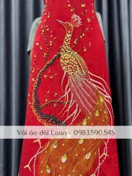 Vải áo dài kết chim công cao cấp