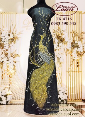Vải áo dài kết chim công cao cấp-ADK 12361