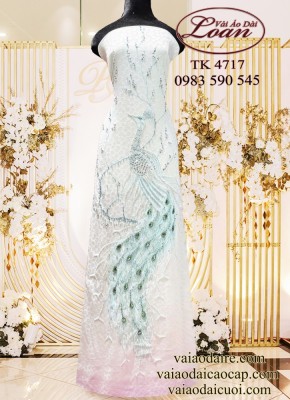Vải áo dài kết chim công cao cấp-ADK 12362