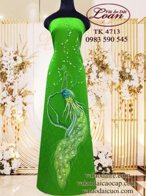 Vải áo dài kết chim công cao cấp-ADK 12363