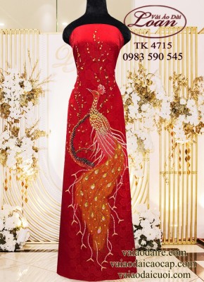 Vải áo dài kết chim công cao cấp-ADK 12364