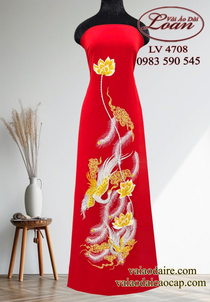 Vải áo dài thêu kết cao cấp