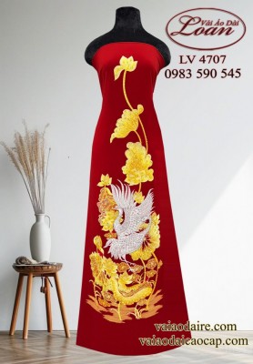 Vải áo dài thêu kết cao cấp-ATK 12367