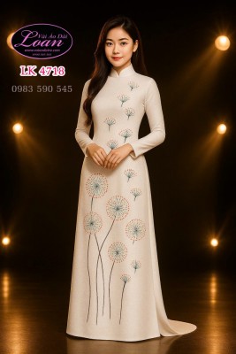 Vải áo dài kết hoa bồ công anh-ADK 12383