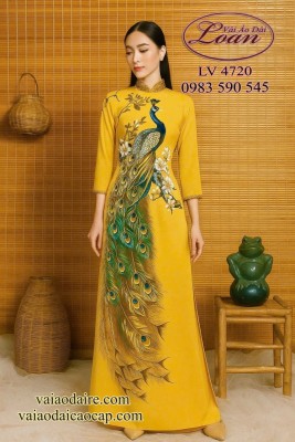 Vải áo dài chim phượng hoàng cao cấp-V3D 12386