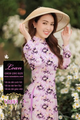 Vải áo dài hoa nhí-DT 12391
