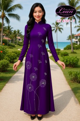 Vải áo dài kết hoa bồ công anh-ADK 12402