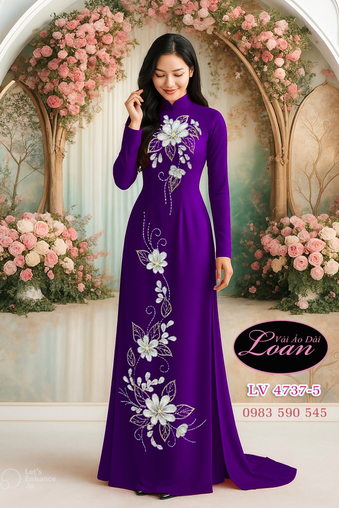 Vải áo dài kết hoa đẹp-ADK 12416