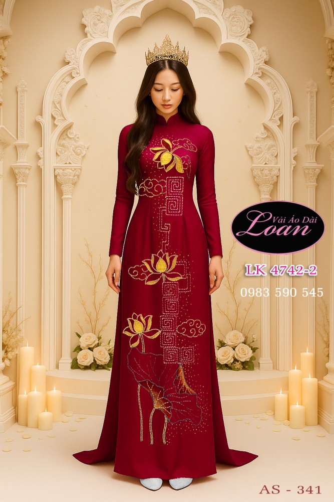 Vải áo dài kết hoa sen-ADK 12428