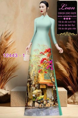 Vải áo dài phong cảnh-DT12443