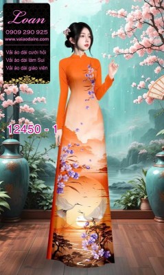 Vải áo dài phong cảnh in 3D-DT12450