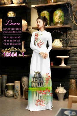 Vải áo dài phong cảnh hồ gươm-DT12454